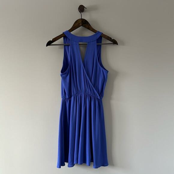 LUSH BLUE FAUX WRAP DRESS WITH CINCHED WAIST SIZE XS - Picture 2 of 3